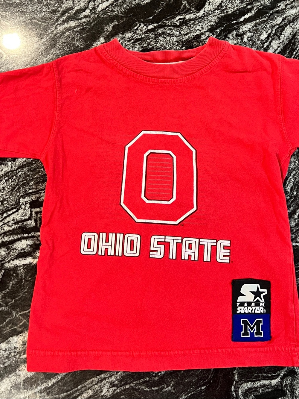 STARTER Red Ohio State Tee with Block O Graphic